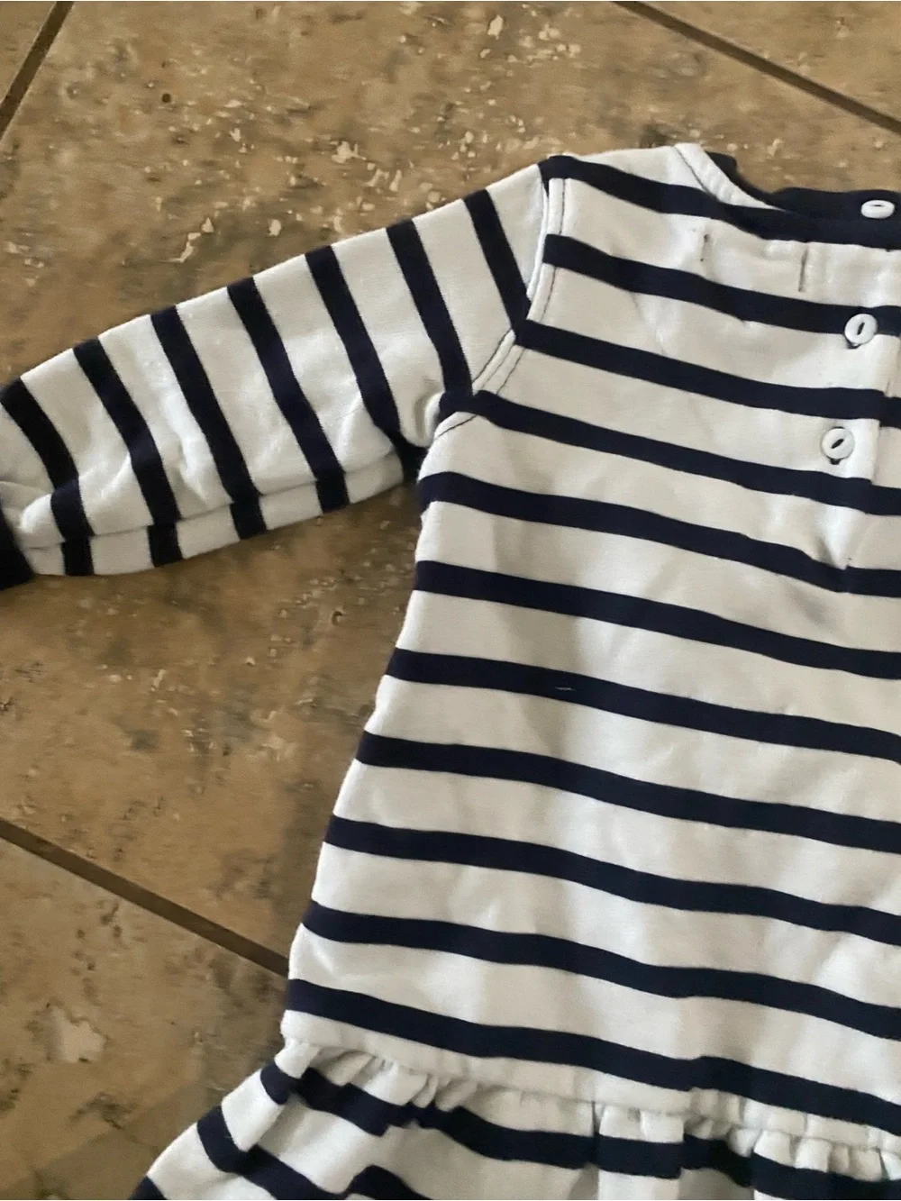 Ralph Lauren Baby Girl Polo Bear Long Sleeve Stripe Drop Waist Dress 12 Months